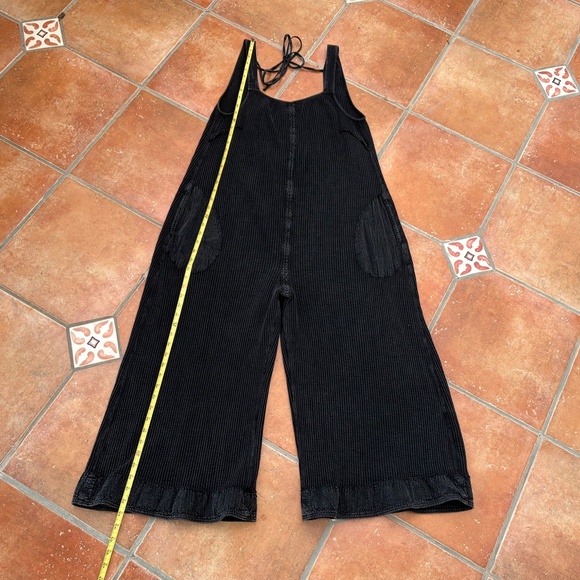 Free People Callie One-Piece Thermal Waffle Jumpsuit Black Size M $98 - Picture 3 of 7